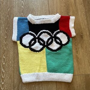 Vintage 1980s Kids Knit Sweater Featuring a ColorBlock Design with OlympicRings